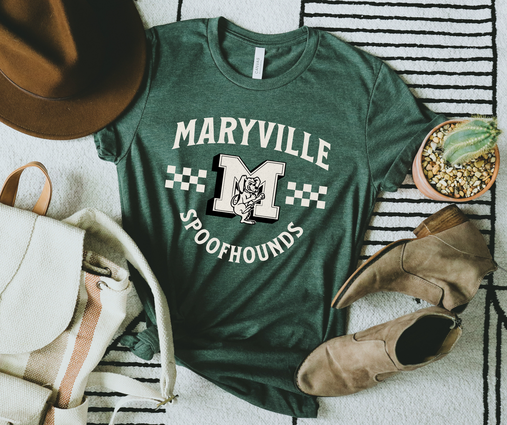 White Maryville Spoofhounds Heather Forest Green Tee - The Red Rival