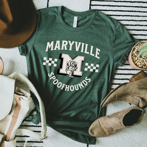 White Maryville Spoofhounds Heather Forest Green Tee - The Red Rival