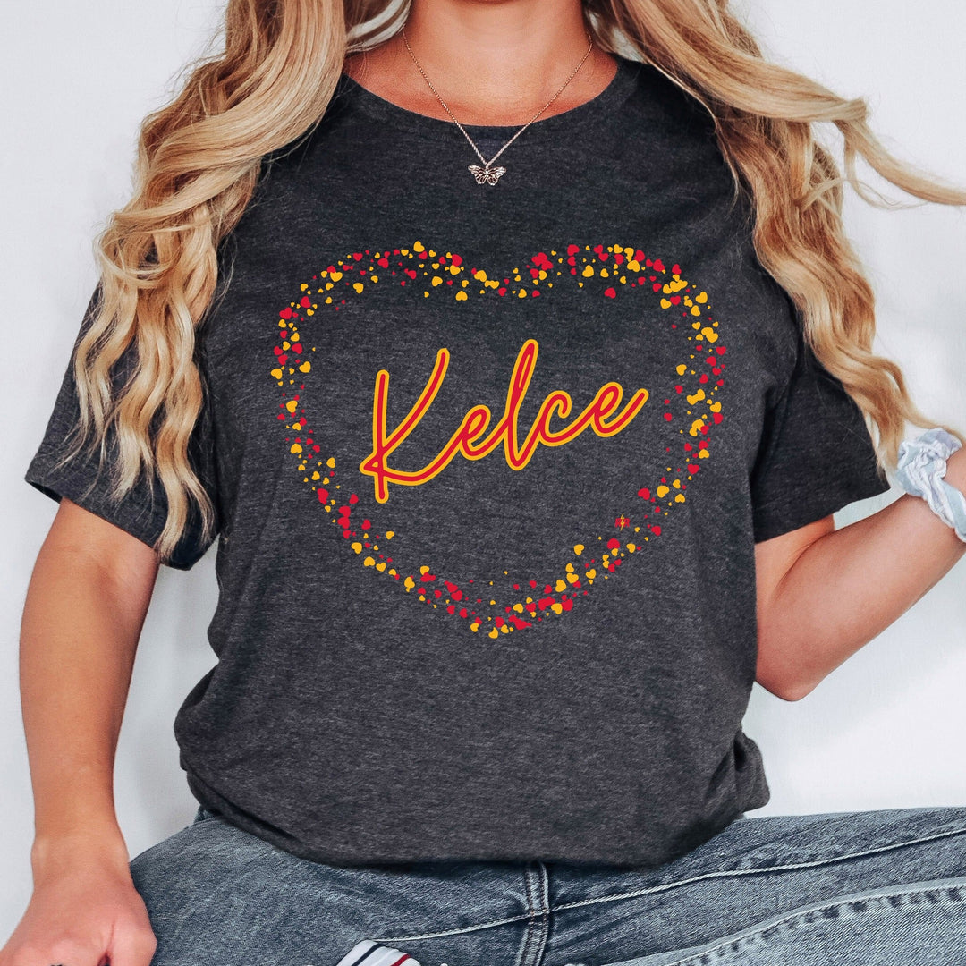 Kelce Heart Grey Tee - The Red Rival