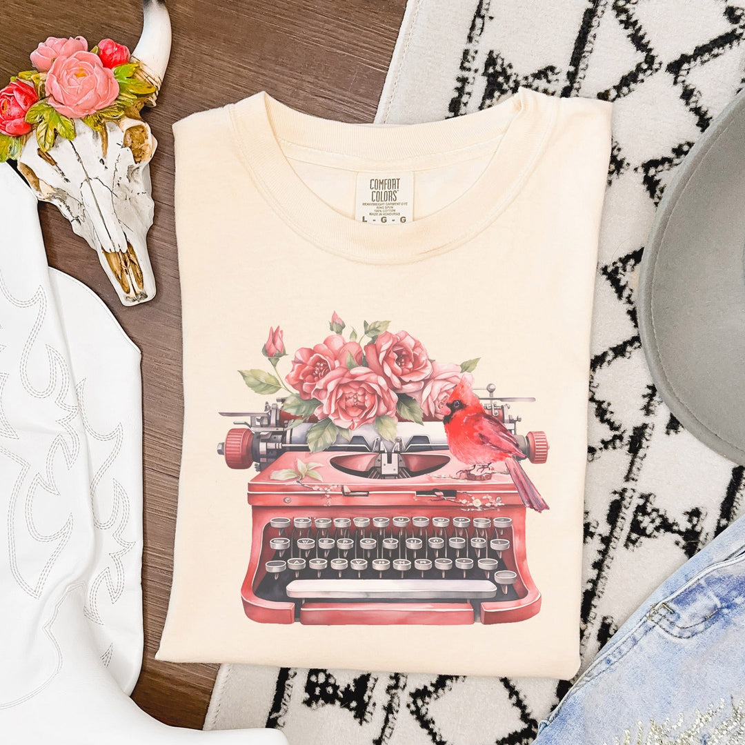 Cardinal Typewriter Ivory Tee - The Red Rival