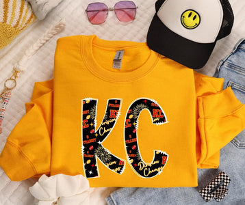 KC Doodle Letters Division Champs Gold Graphic Sweatshirt - The Red Rival