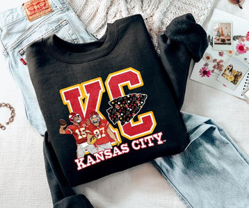 Mahomes & Kelce KC Black Graphic Sweatshirt - The Red Rival