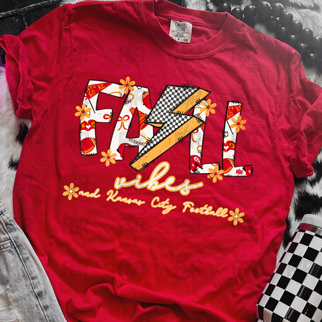 Falls Vibes & Kansas City Football Red Tee - The Red Rival
