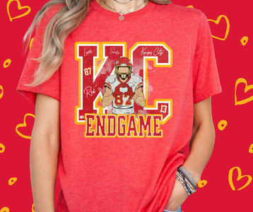 Kelce Heart Hands Heather Red Graphic Tshirt - The Red Rival