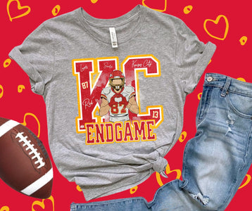 Kelce Heart Hands Heather Grey Graphic Tshirt - The Red Rival