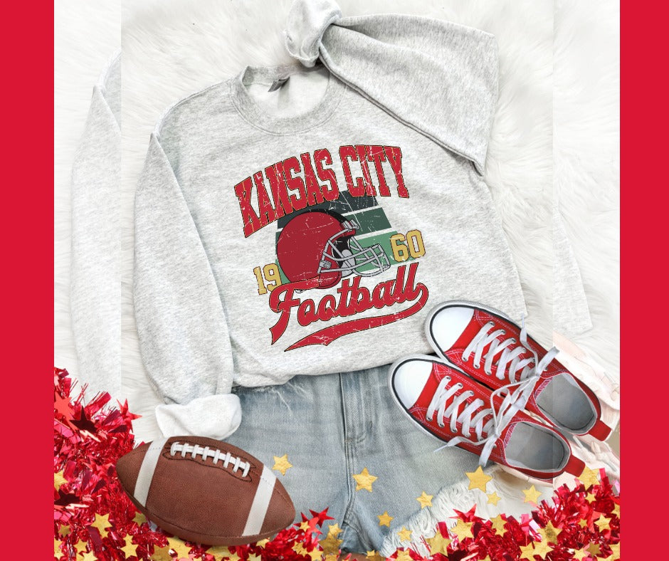 Kansas City Football 1960 Ash Graphic Sweatshirt - The Red Rival