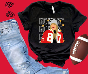 KC Repeat Taylor Coat Black Graphic Tshirt - The Red Rival