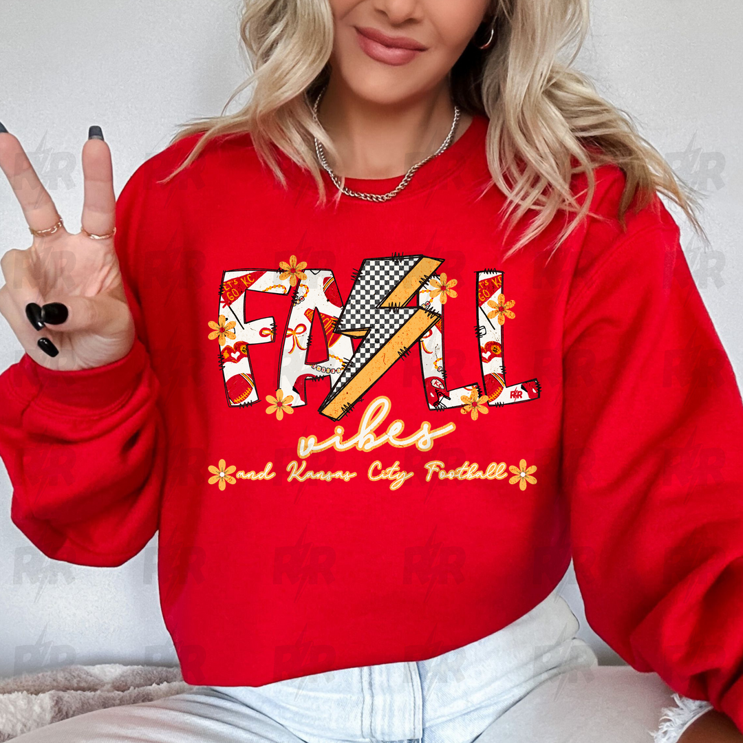 Falls Vibes & Kansas City Football Red Sweatshirt - The Red Rival