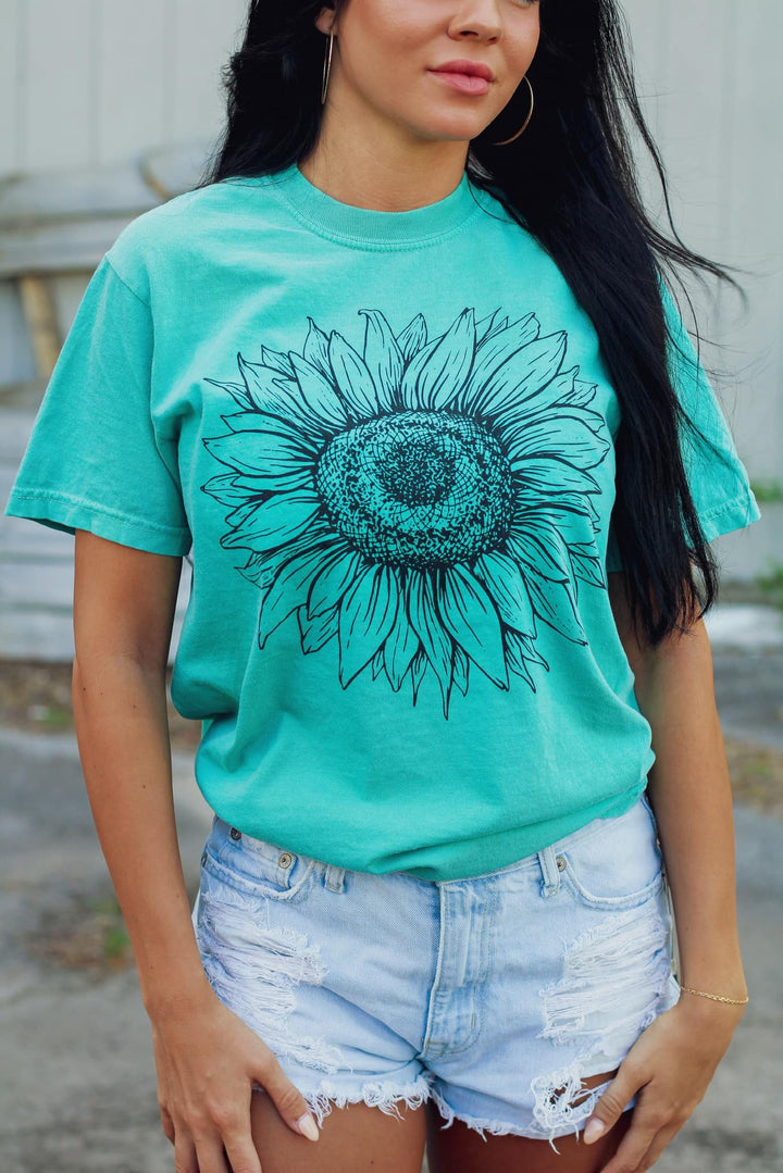 Sunflower Outline Tees (Choose Your Color) - The Red Rival
