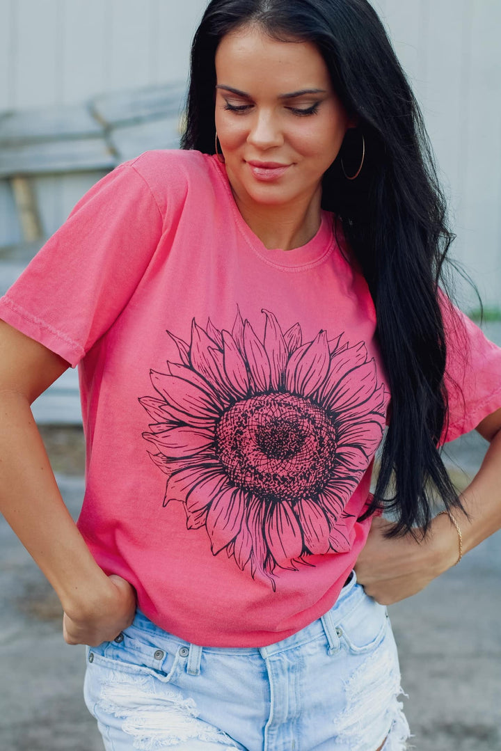 Sunflower Outline Tees (Choose Your Color) - The Red Rival