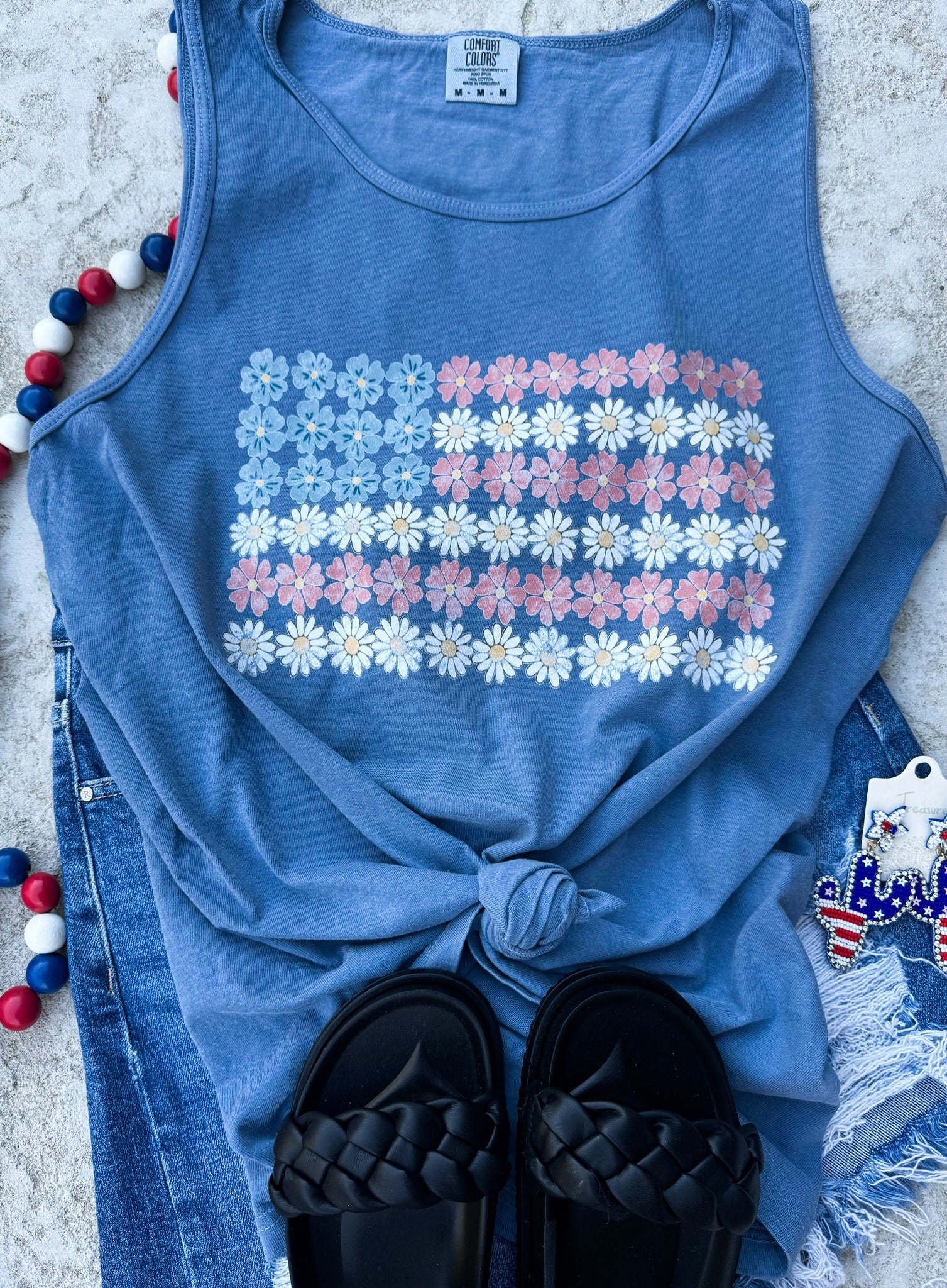 Retro Floral Flag Tank - The Red Rival