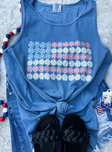 Retro Floral Flag Tank - The Red Rival