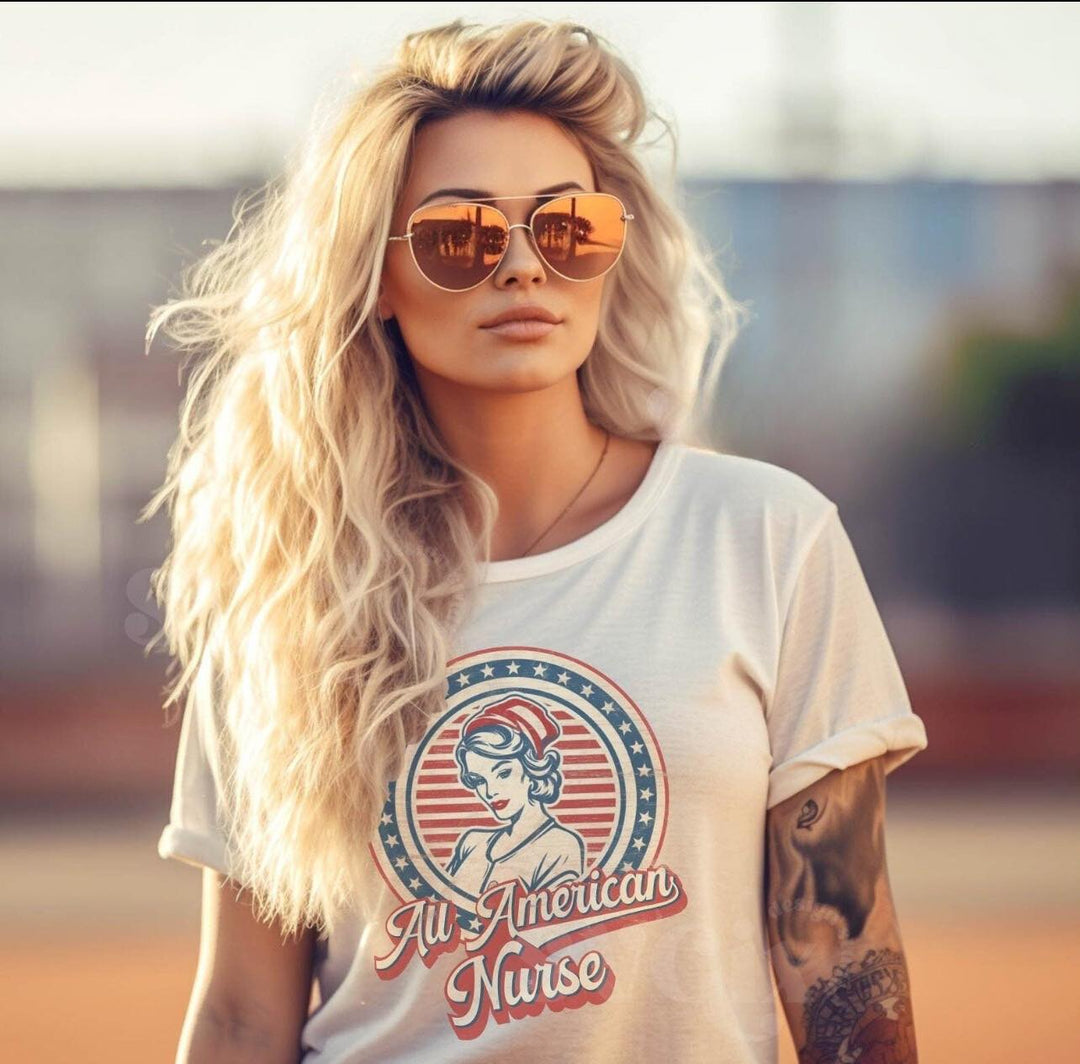 All American Nurse Natural Tee - The Red Rival