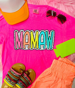 MaMaw Dalmatian Dot Neon Pink Tee - The Red Rival