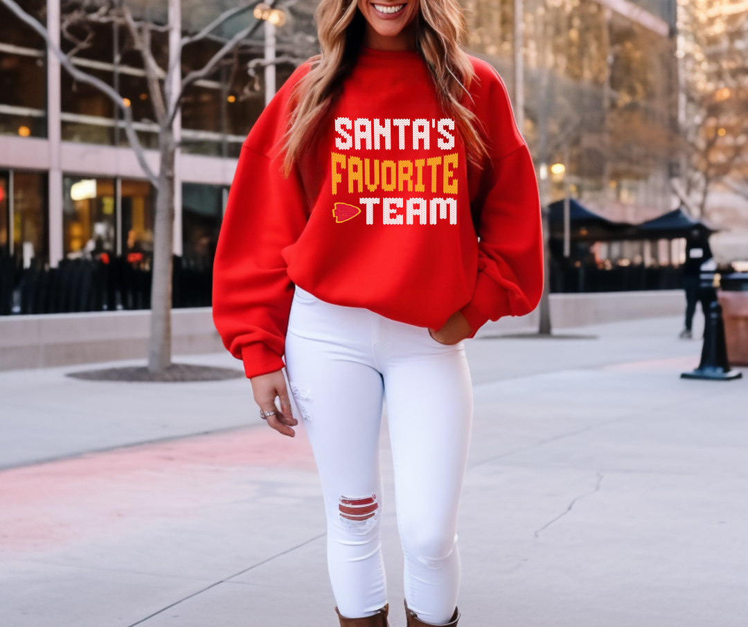 Santa's Favorite Team Red Sweatshirt - The Red Rival