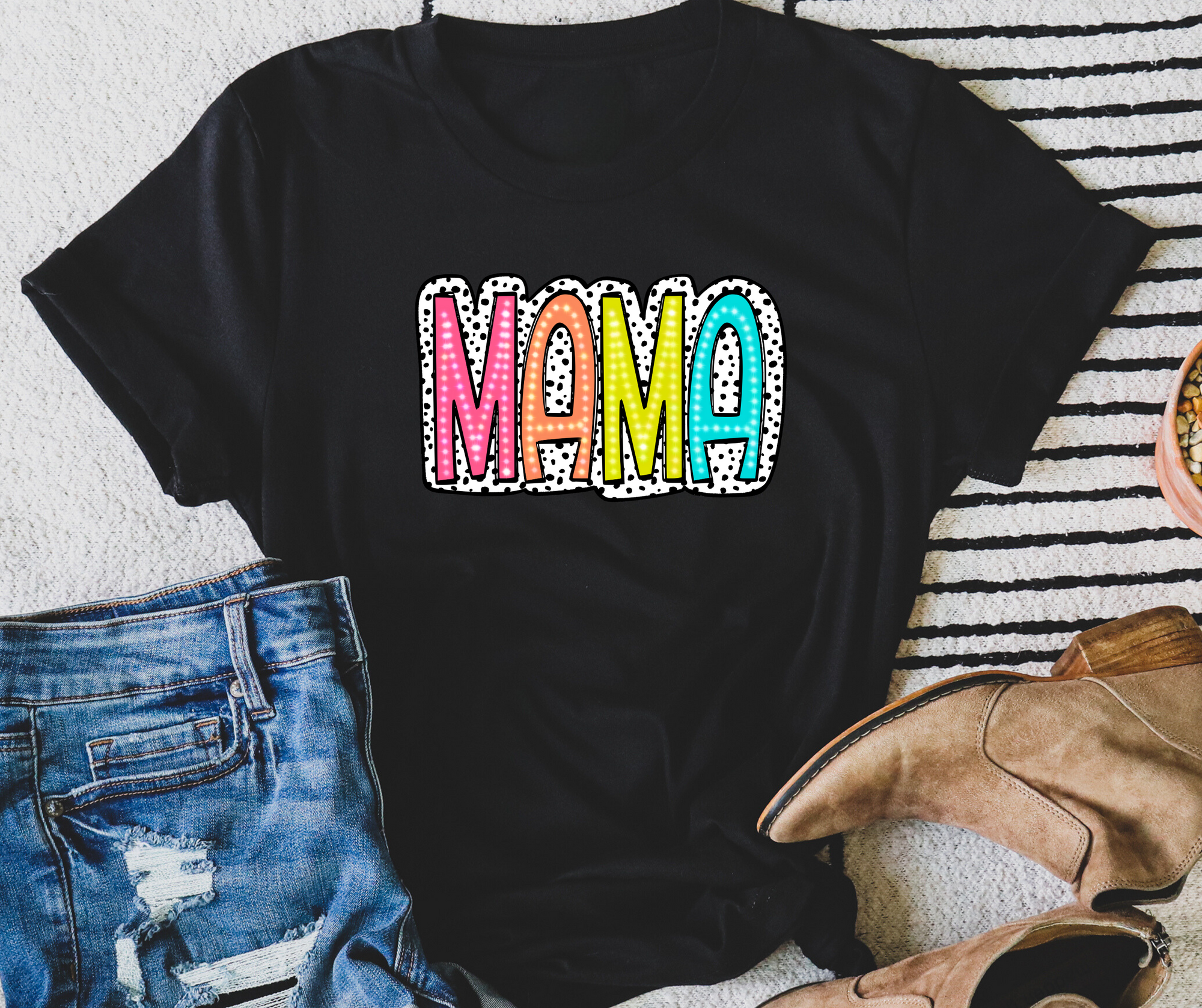Mama Dot Black Tee - The Red Rival