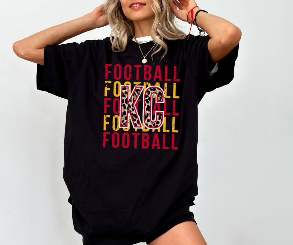 Football Repeat Leopard KC Black Tee - The Red Rival