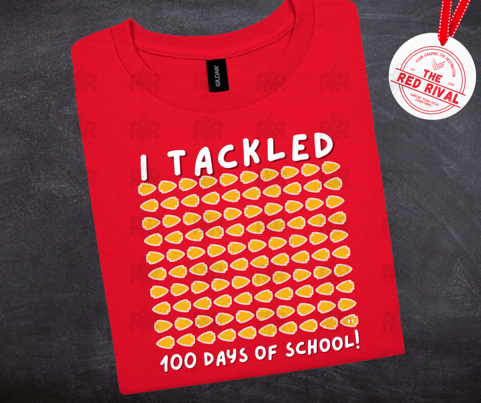 100 Arrowheads - I Tackled 100 Days of School Red Tee or Sweatshirt - The Red Rival