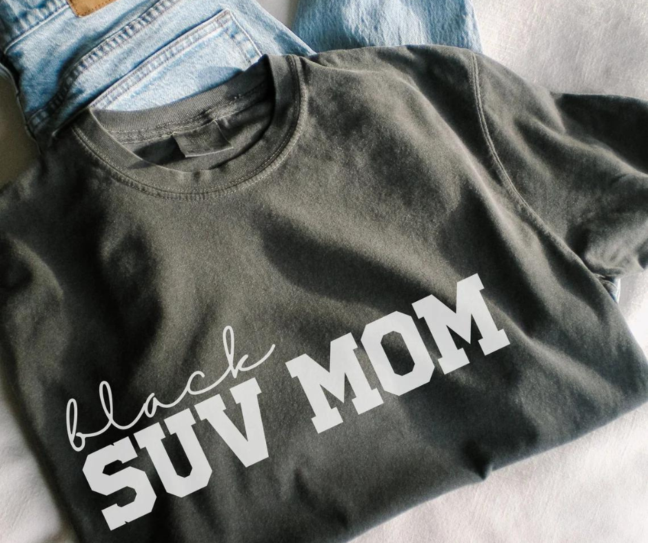 Black SUV MOM Black Tee - The Red Rival