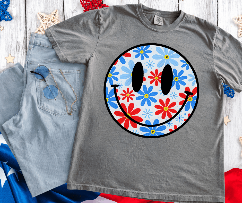 4th of July Smiley Face - Graphic Tee - The Red Rival