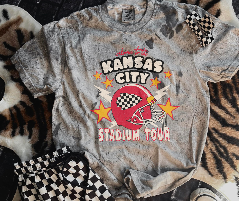 Welcome to the Kansas City Stadium Tour Grey Tie Dye Tee - The Red Rival