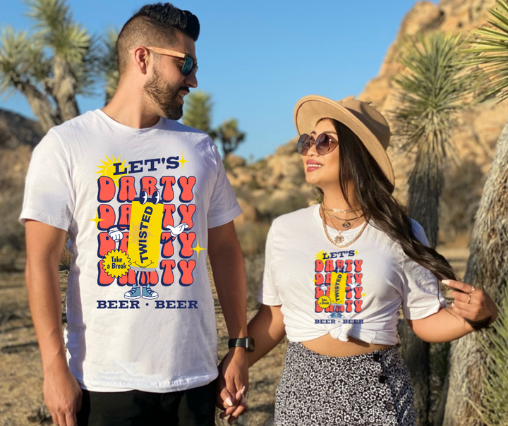 Let's Darty Twisted Can White Tee - The Red Rival