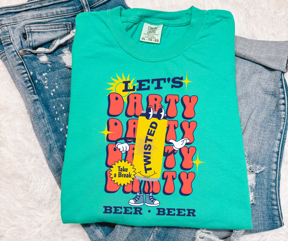 Let's Darty Twisted Can Seafoam Tee - The Red Rival