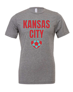 Kansas City Women's Soccer Heart Grey Tee - The Red Rival