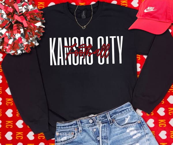 Basic Kansas City Football BLACK Sweatshirt or Tee - The Red Rival