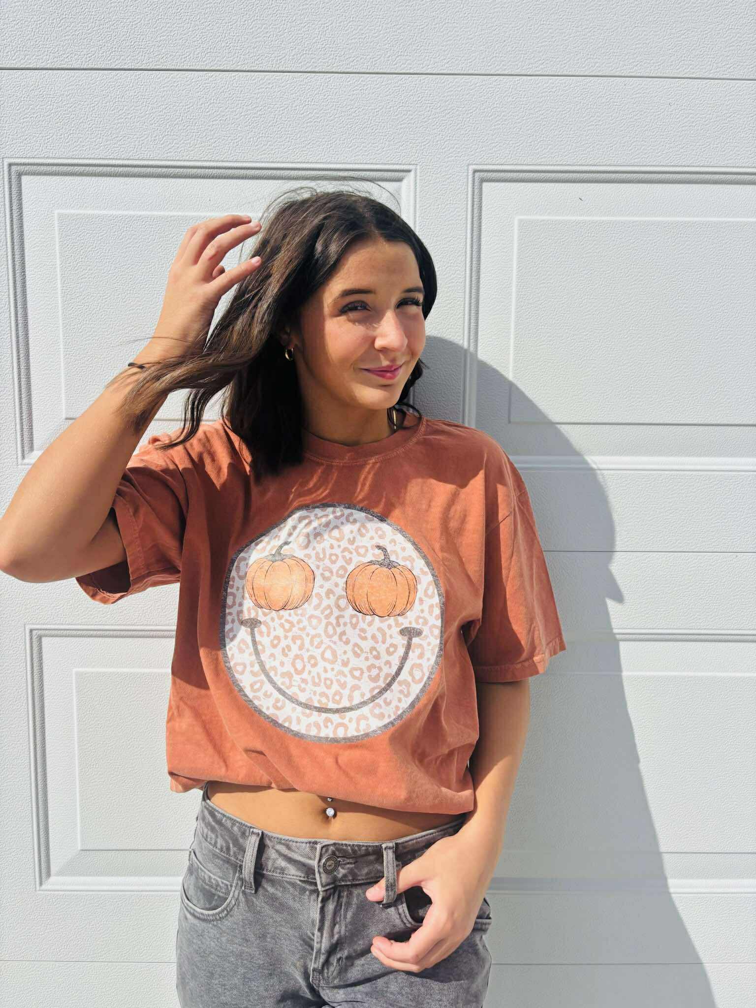 Pumpkin Smile Face Orange Graphic Tee