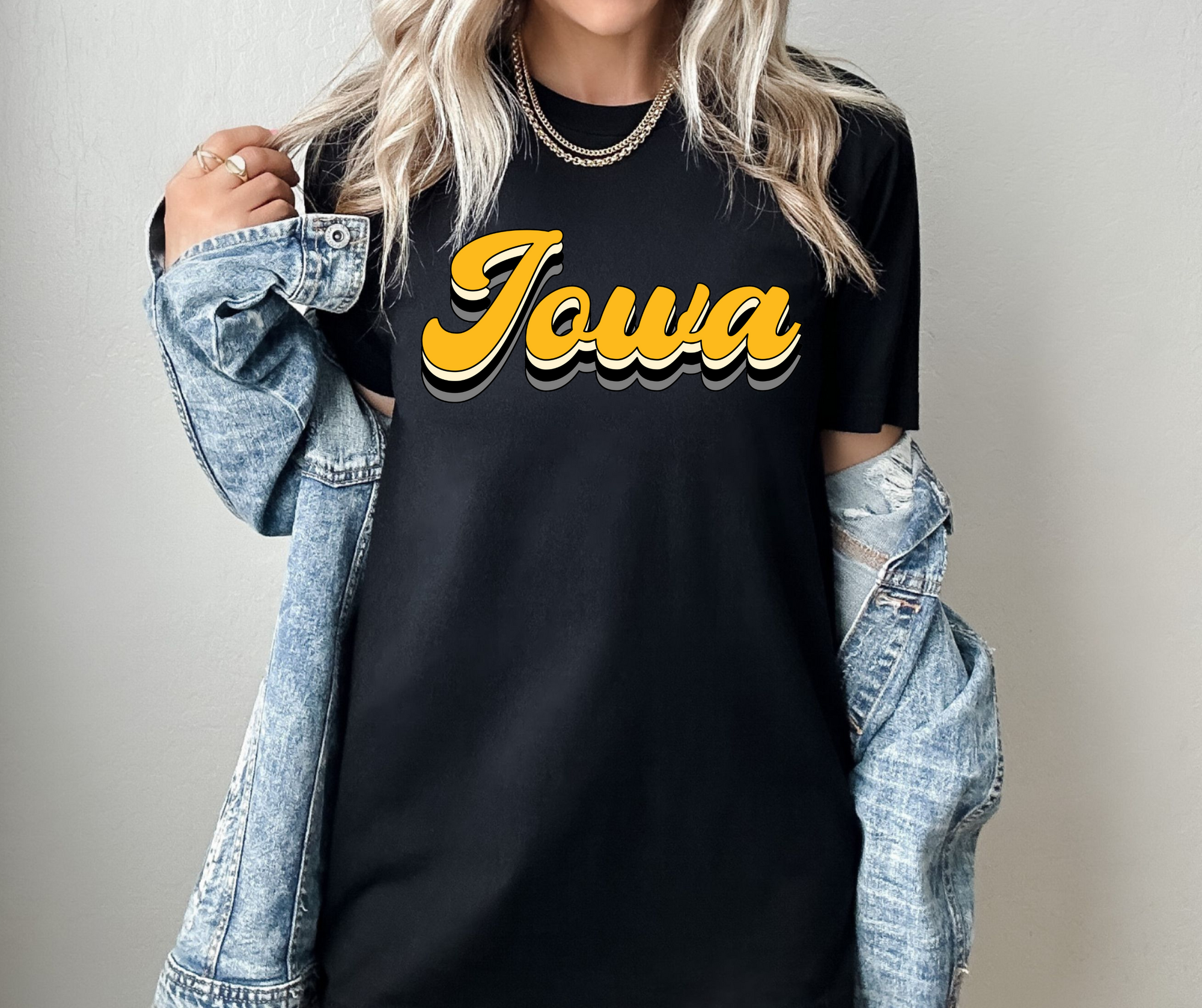 Iowa Retro Script Black Graphic Tee - The Red Rival