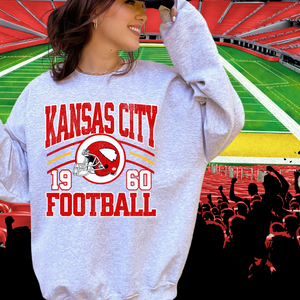Retro Kansas City Football 1960 Helmet Ash/Natural Sweatshirt - The Red Rival