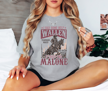 I Had Some Help Wallen Malone Grey Tee - The Red Rival