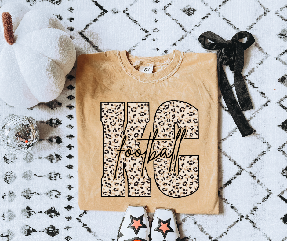 Tan Leopard KC Football Mustard Tee - The Red Rival