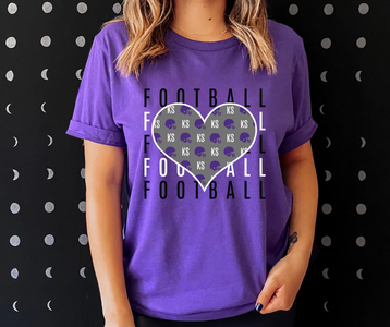Purple Kansas Football Heart Repeat Purple Graphic Tee - The Red Rival