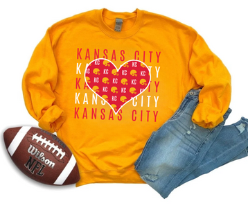 Kansas City Repeat Heart Gold Sweatshirt - The Red Rival