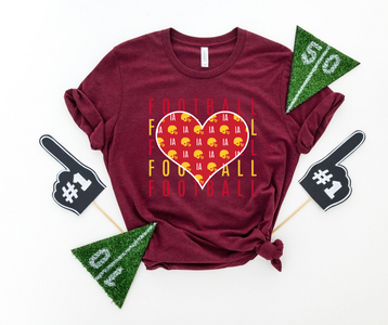 Iowa State Football Heart Repeat Maroon Graphic Tee - The Red Rival