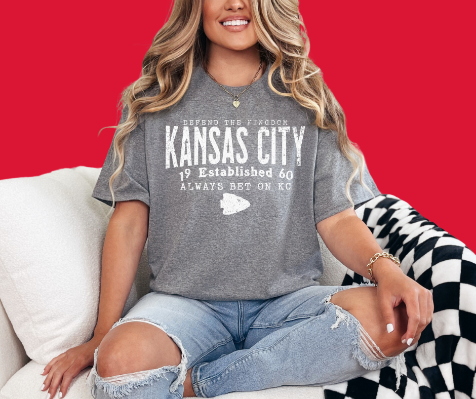 Defend The Kingdom Kansas City Football Grey Tee - The Red Rival