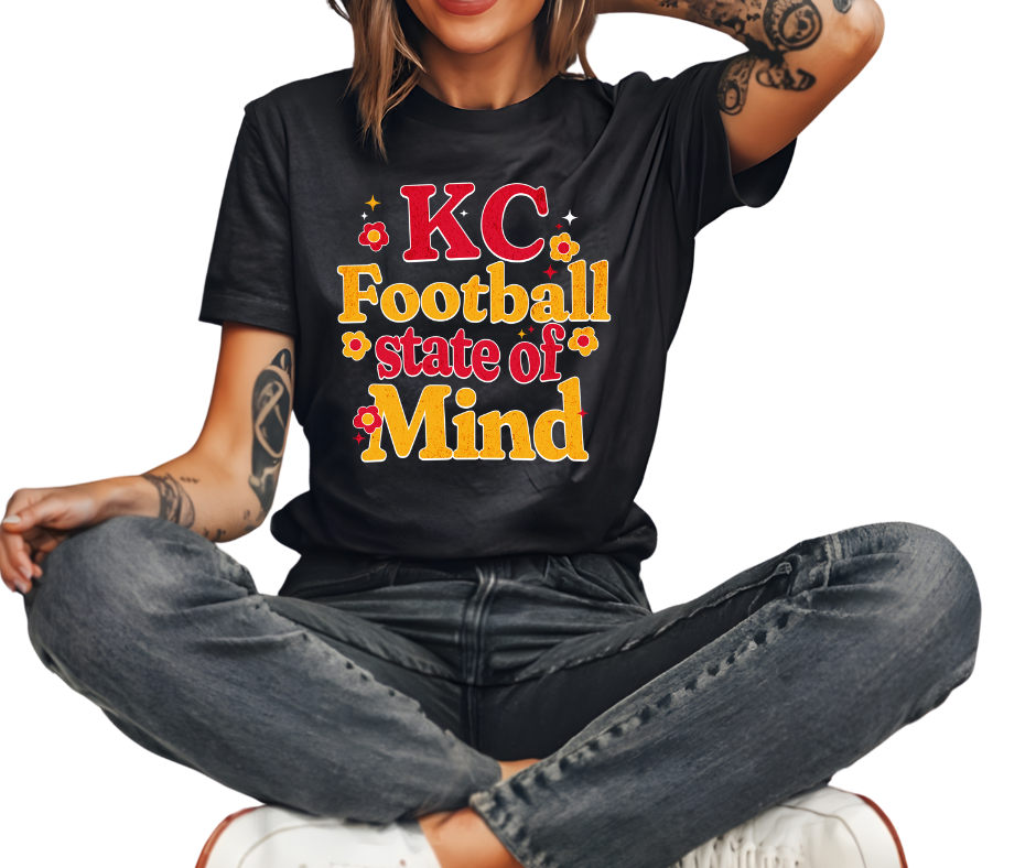 KC Football State of Mind Black Tee - The Red Rival