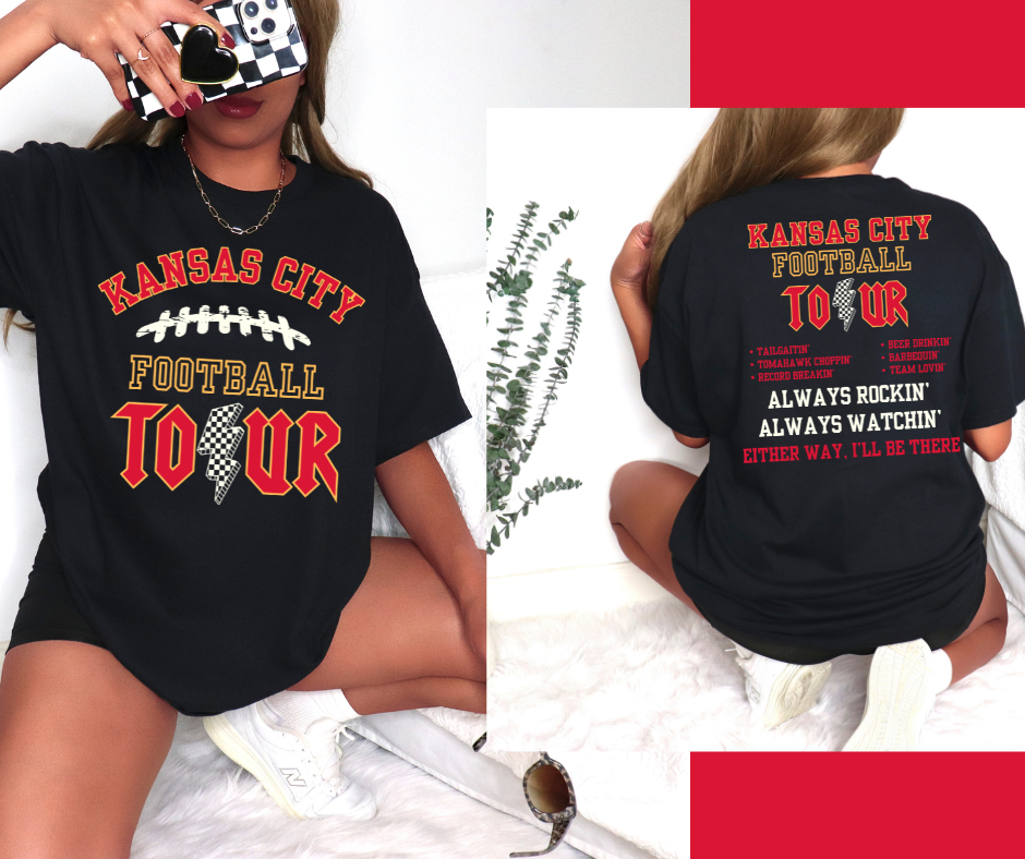Kansas City Tour (Front & Back Design) Black Tee - The Red Rival