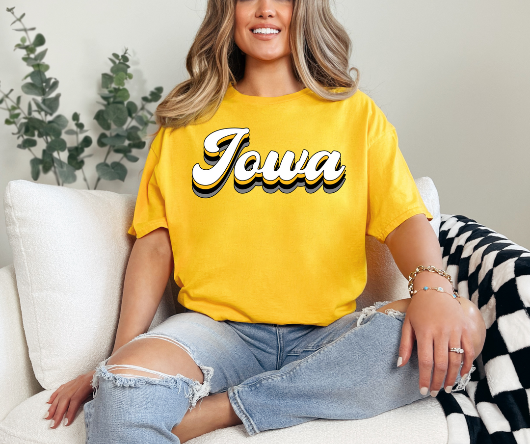 Iowa Gold Script Retro Script Gold Graphic Tee – The Red Rival