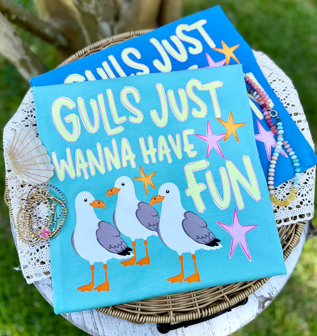DEAL OF THE DAY - Gulls Just Wanna Have Fun Blue Tee (FINAL SALE)