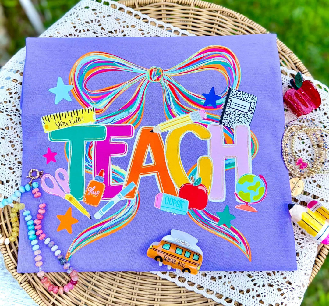 DEAL OF THE DAY - Supplies Teach Bow Purple Tee (FINAL SALE)