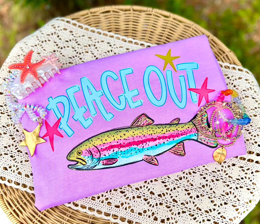 DEAL OF THE DAY - Peace Out Trout Neon Violet Tee (FINAL SALE)