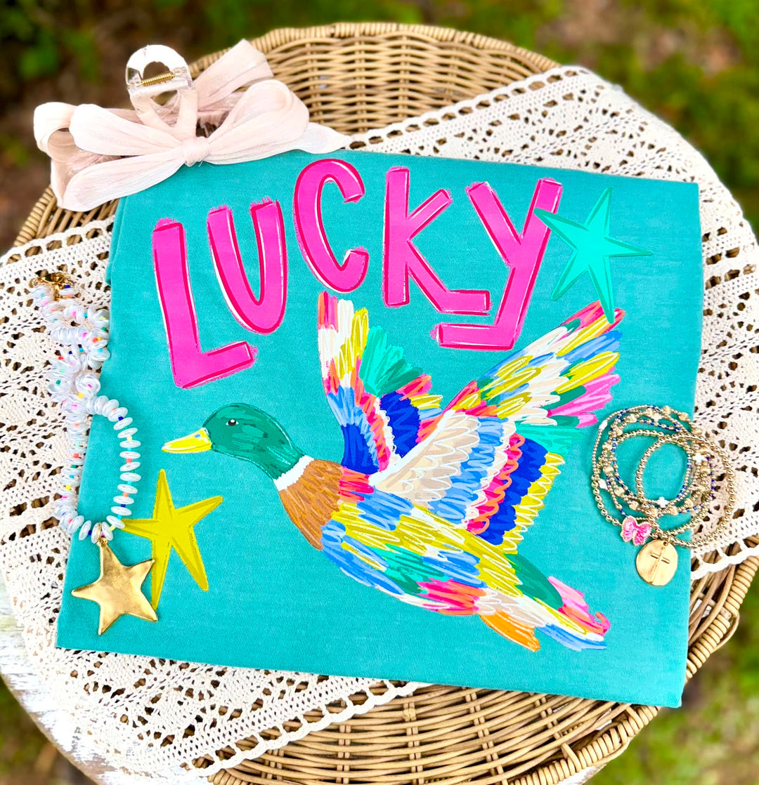 DEAL OF THE DAY - Colorful Lucky Duck Blue Tee (FINAL SALE)