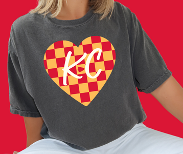 KC Colored Checkered Heart Pepper Tee - The Red Rival