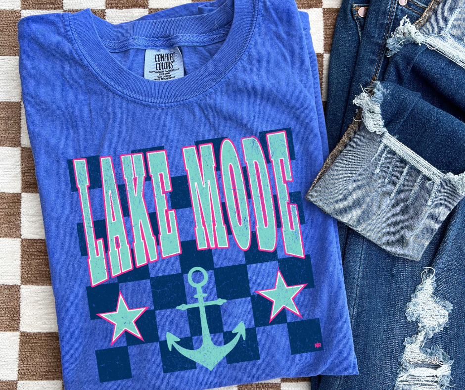 Lake Mode Checkered Background Tees - The Red Rival