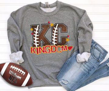KC Kingdom Football Letters Grey Sweatshirt - The Red Rival