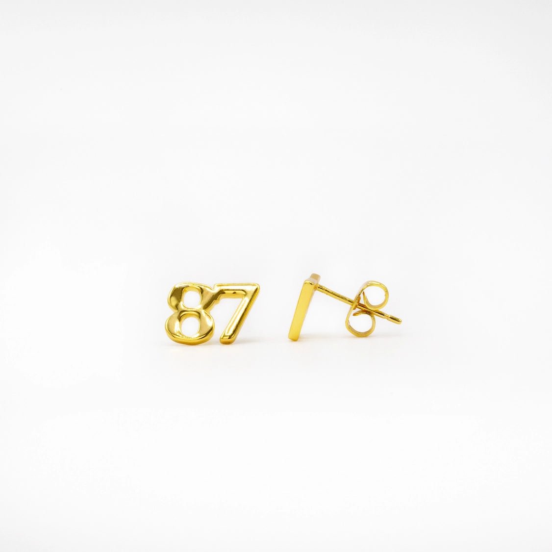 87 Stud Earrings Gold - Apparel & Accessories - The Red Rival