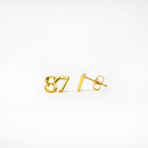 87 Stud Earrings Gold - Apparel & Accessories - The Red Rival